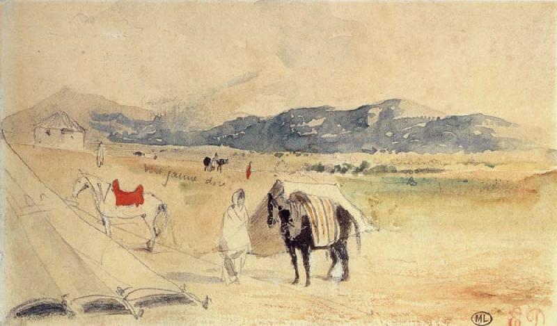Eugene Delacroix Encampment in Morocco between Tangiers and Meknes Germany oil painting art